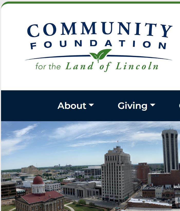 Community Foundation for the Land of Lincoln Logo and view of Springfield.