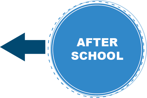blue after school button left arrow link to page